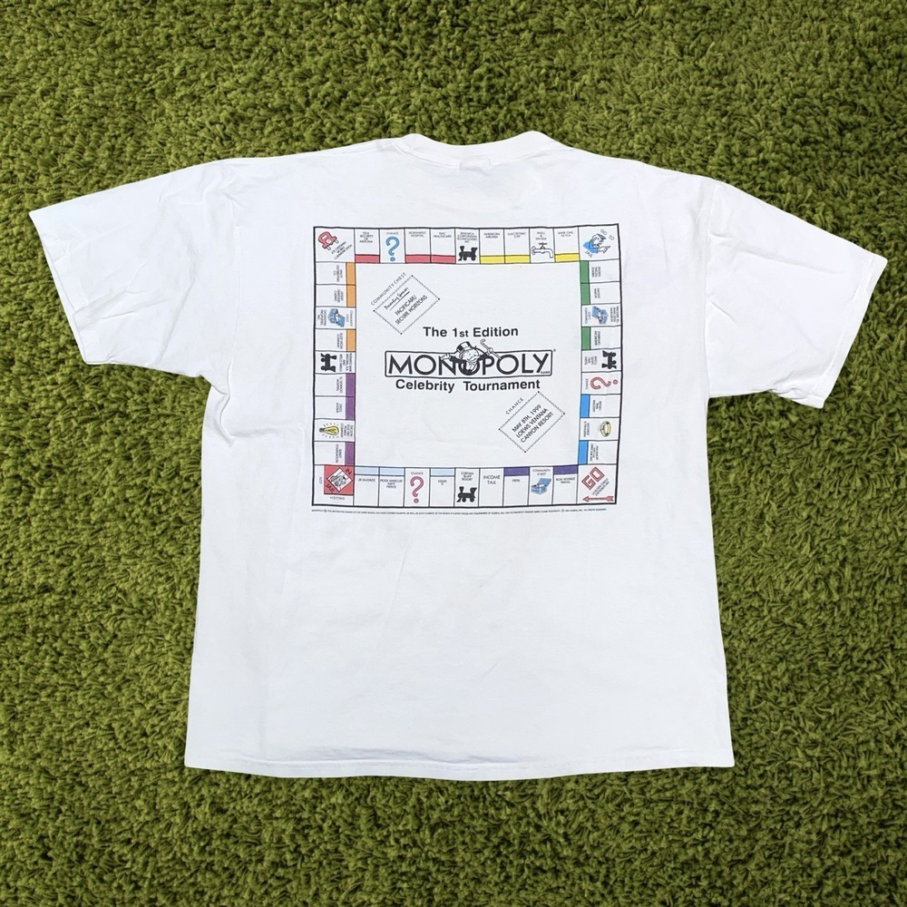 Vintage 1999 Monopoly Celebrity Tournament T Shirt White XL Hasbro First Edition